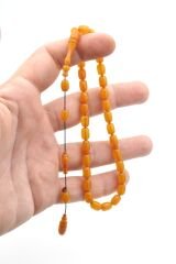 Sinan Songül İmzalı Kapsül Bilek Boy Açık Sarı Sıkma Kehribar Tesbih