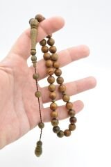 Sistemli Küre Kesim İri Boy Kahverengi Pelesenk Ağacı Tesbih