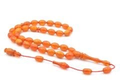 Sinan Usta Yapımı Beyzi Bilek Boy Turuncu Beyaz Sıkma Kehribar Tesbih