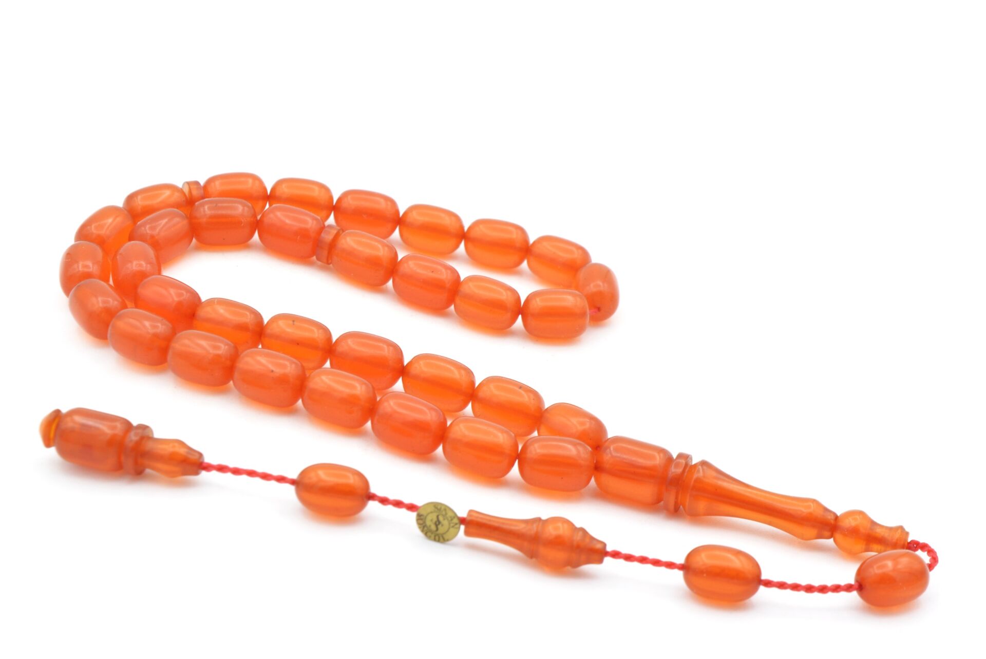 Sinan Songül İmzalı Kapsül Bilek Boy Turuncu Sıkma Kehribar Tesbih