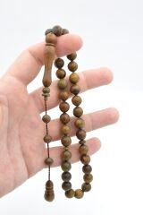 Sistemli Sığırcık Kesim İri Boy Kahverengi Pelesenk Ağacı Tesbih