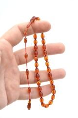 Sinan Usta Yapımı Beyzi Bilek Boy Zeytin Yeşili Sıkma Kehribar Tesbih