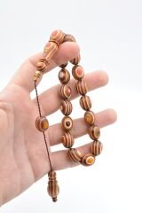 Sistemli Küre Kesim Bej Turuncu Kafur Ağacı Efe Maskot Tesbih