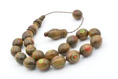 Sistemli Küre Kesim Kırmızı Yeşil Kafur Ağacı Efe Maskot Tesbih