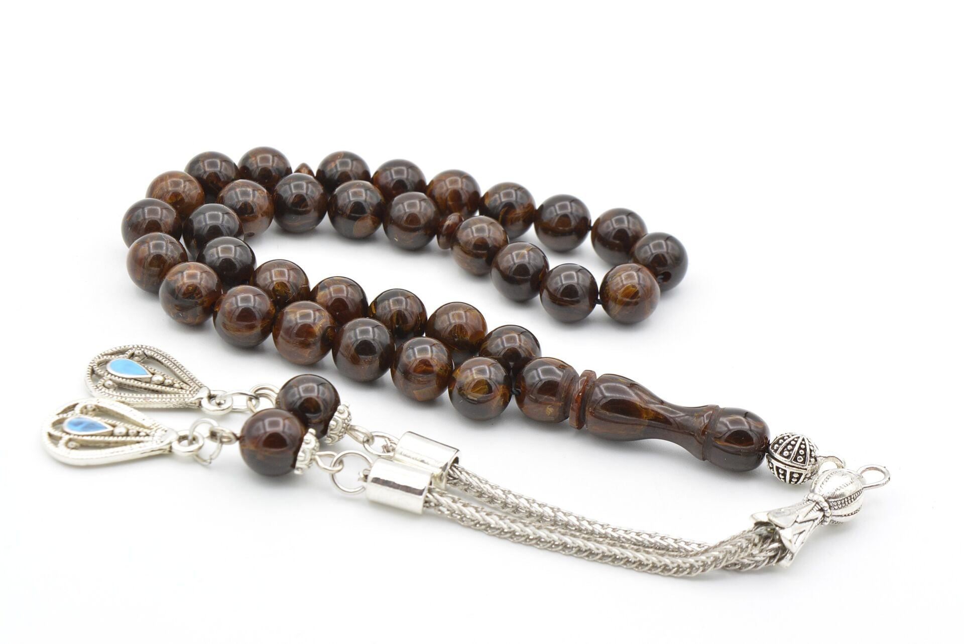 Küre Kesim Hareli Kahverengi Beyrut Kehribarı Tesbih 8 Mm