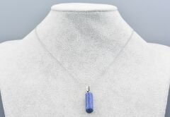 Hakiki Silindir Şeklinde Doğal Lapis Lazuli Taşı Kolye Ucu 1.Kalite