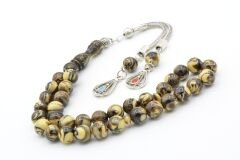 Küre Kesim Hareli Kahverengi Beyrut Kehribarı Tesbih 8 Mm