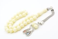 Küre Kesim Hareli Beyaz Beyrut Kehribarı Tesbih 8 Mm