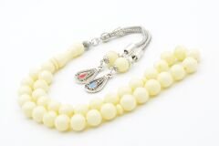 Küre Kesim Hareli Beyaz Beyrut Kehribarı Tesbih 8 Mm