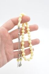 Küre Kesim Hareli Beyaz Beyrut Kehribarı Tesbih 8 Mm