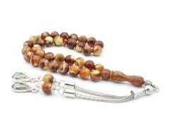 Küre Kesim Beyaz Kahverengi Beyrut Kehribarı Tesbih 8 Mm