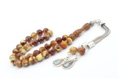 Küre Kesim Beyaz Kahverengi Beyrut Kehribarı Tesbih 8 Mm