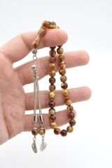 Küre Kesim Beyaz Kahverengi Beyrut Kehribarı Tesbih 8 Mm