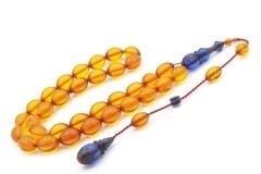 Bünyamin Barlak İmzalı Beyzi Kesim Sarı Lacivert Ateş Kehribar Tesbih