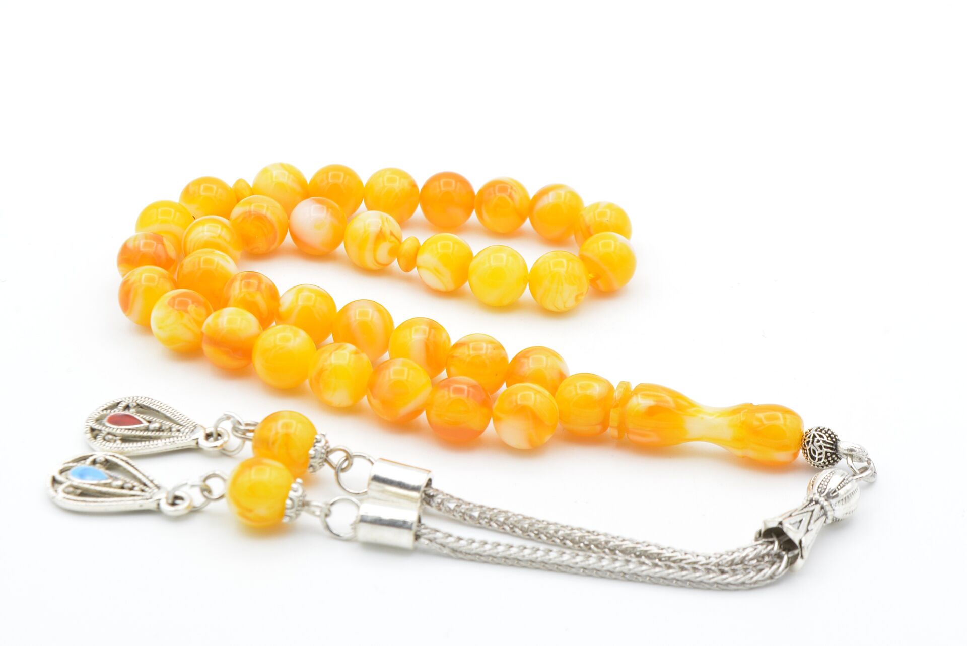 Küre Kesim Hareli Turuncu Beyrut Kehribarı Tesbih 8 Mm