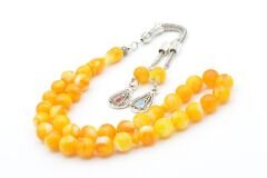 Küre Kesim Hareli Turuncu Beyrut Kehribarı Tesbih 8 Mm