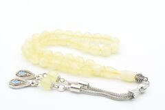 Küre Kesim Şeffaf Sarı Beyrut Kehribarı Tesbih 8 Mm