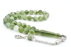 Küre Kesim Hareli Yeşil Beyrut Kehribarı Tesbih 10 Mm