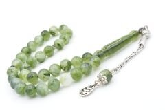 Küre Kesim Hareli Yeşil Beyrut Kehribarı Tesbih 10 Mm