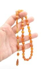 Hakan Turan Yapımı Beyzi Kesim Turuncu Renk Süzmesi Sıkma Kehribar Tesbih