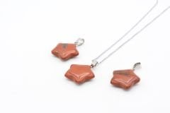 Hakiki Doğal Jasper Taşı Yıldız Kolye Ucu 1.Kalite