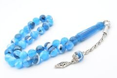 Küre Kesim Hareli Mavi Beyrut Kehribarı Tesbih 10 Mm