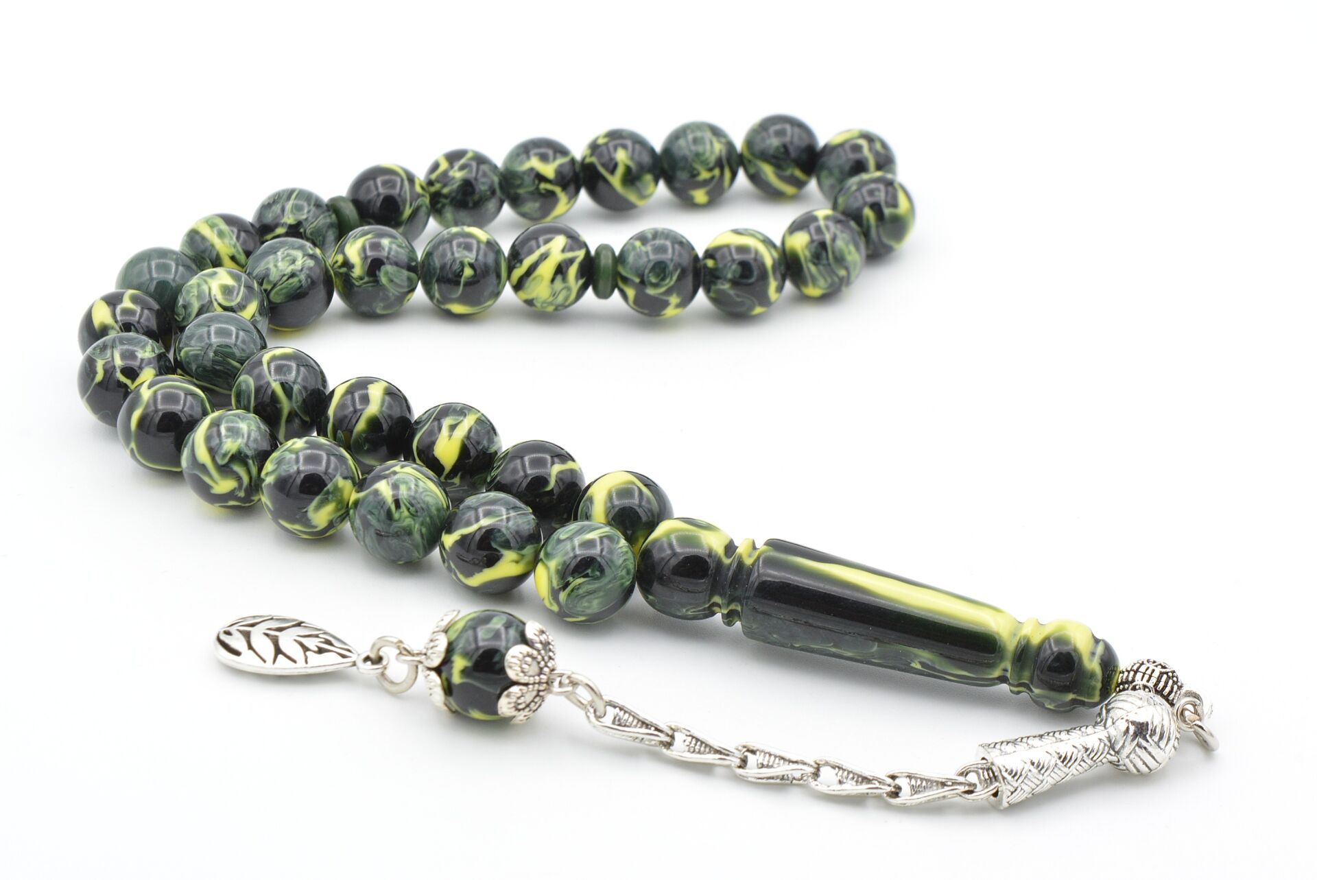 Küre Kesim Sarı Yeşil Beyrut Kehribarı Tesbih 10 Mm