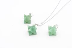 Hakiki Doğal Aventurin Taşı Merkaba Kolye Ucu 1.Kalite