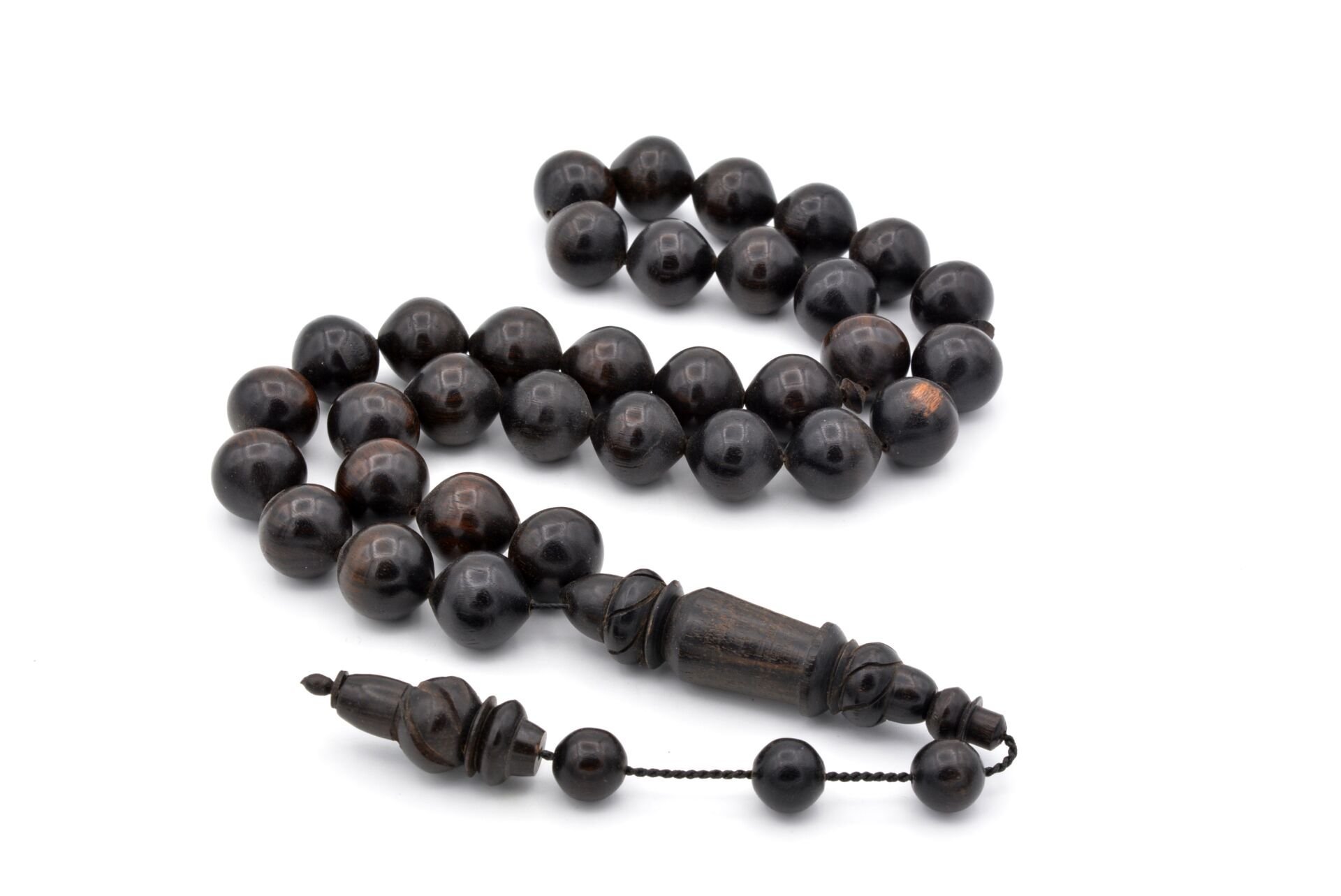 HAKİKİ USTA İŞİ MEVLEVİ İMAMELİ BEYZİ KESİM ABANOZ TESBİH DEV BOY