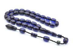 Ebu Sırr İmzalı Tombul Beyzi Kesim İri Boy Lacivert Katalin Tesbih