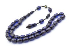 Ebu Sırr İmzalı Tombul Beyzi Kesim İri Boy Lacivert Katalin Tesbih