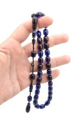 Ebu Sırr İmzalı Tombul Beyzi Kesim İri Boy Lacivert Katalin Tesbih