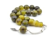 Fıçı Kesim Hareli Yeşil Sıkma Kehribar Efe Maskot Tesbih