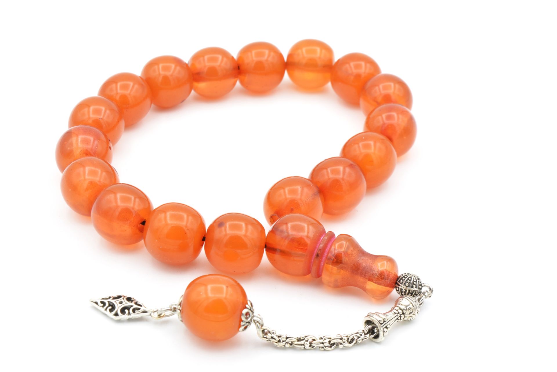 Fıçı Kesim Hareli Turuncu Sıkma Kehribar Efe Maskot Tesbih