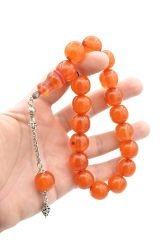 Fıçı Kesim Hareli Turuncu Sıkma Kehribar Efe Maskot Tesbih