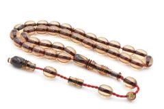 Ebu Sırr İmzalı Tombul Beyzi Kesim İri Boy Şeffaf Katalin Tesbih