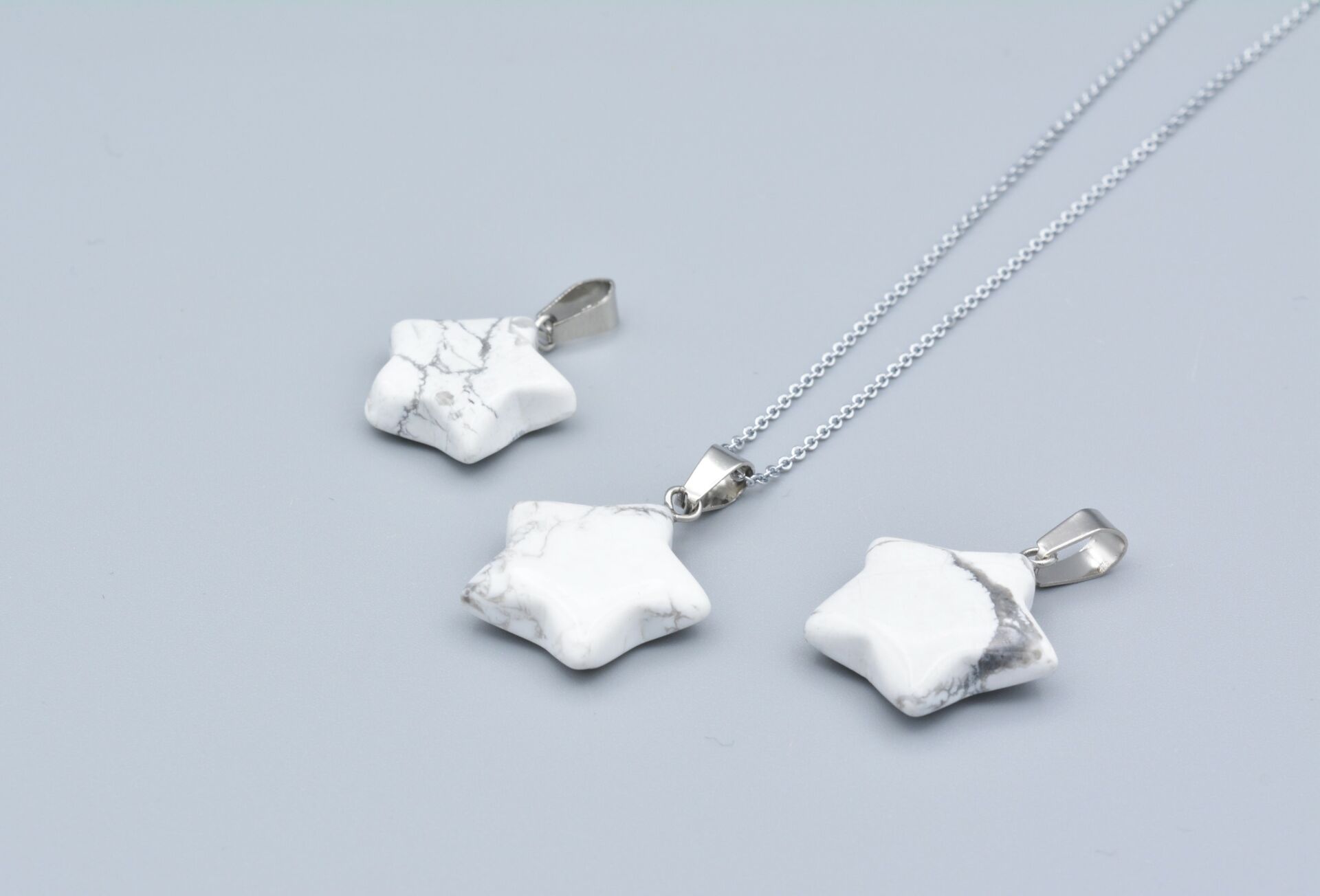 Hakiki Doğal Havlit Taşı Yıldız Kolye Ucu 1.Kalite