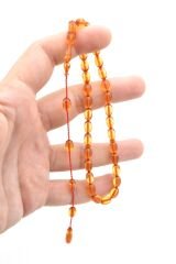 Usta İşi Beyzi Kesim Günlük Boy Şeffaf Sıkma Kehribar Tesbih