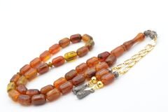 Kapsül Kesim Hareli Turuncu Beyrut Kehribar Tesbih 002