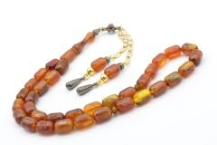 Kapsül Kesim Hareli Turuncu Beyrut Kehribar Tesbih 002