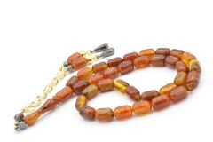 Kapsül Kesim Hareli Turuncu Beyrut Kehribar Tesbih 002