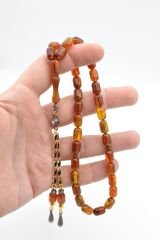 Kapsül Kesim Hareli Turuncu Beyrut Kehribar Tesbih 002