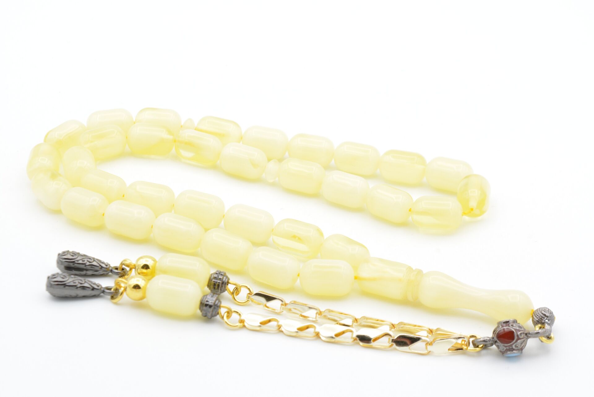 Kapsül Kesim Hareli Sarı Beyrut Kehribar Tesbih