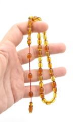 Usta İşi Kapsül Kesim Günlük Boy Açık Yeşil Sıkma Kehribar Tesbih