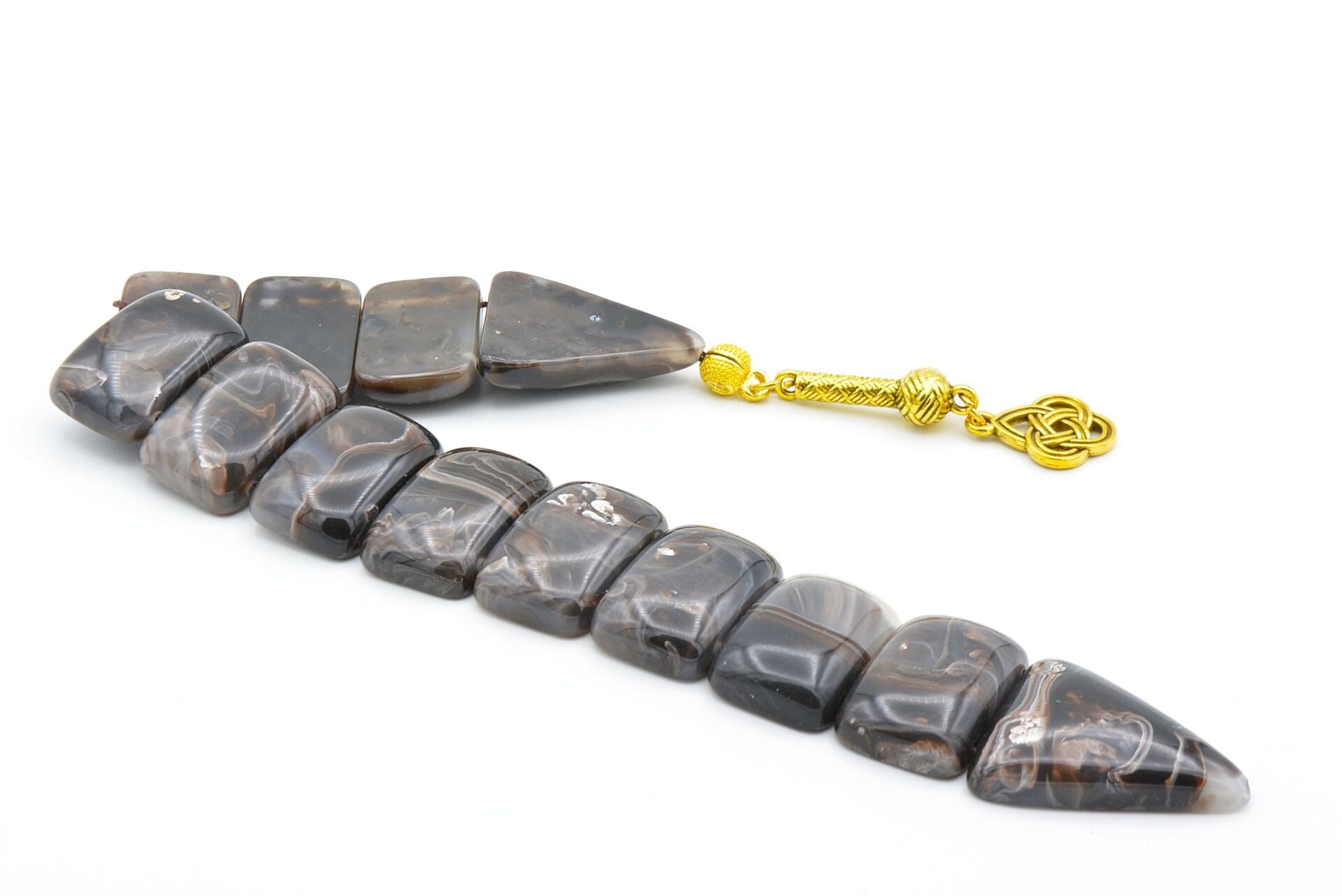 İri Taneli Hareli Kahverengi Toz Kehribar Balık Tesbih