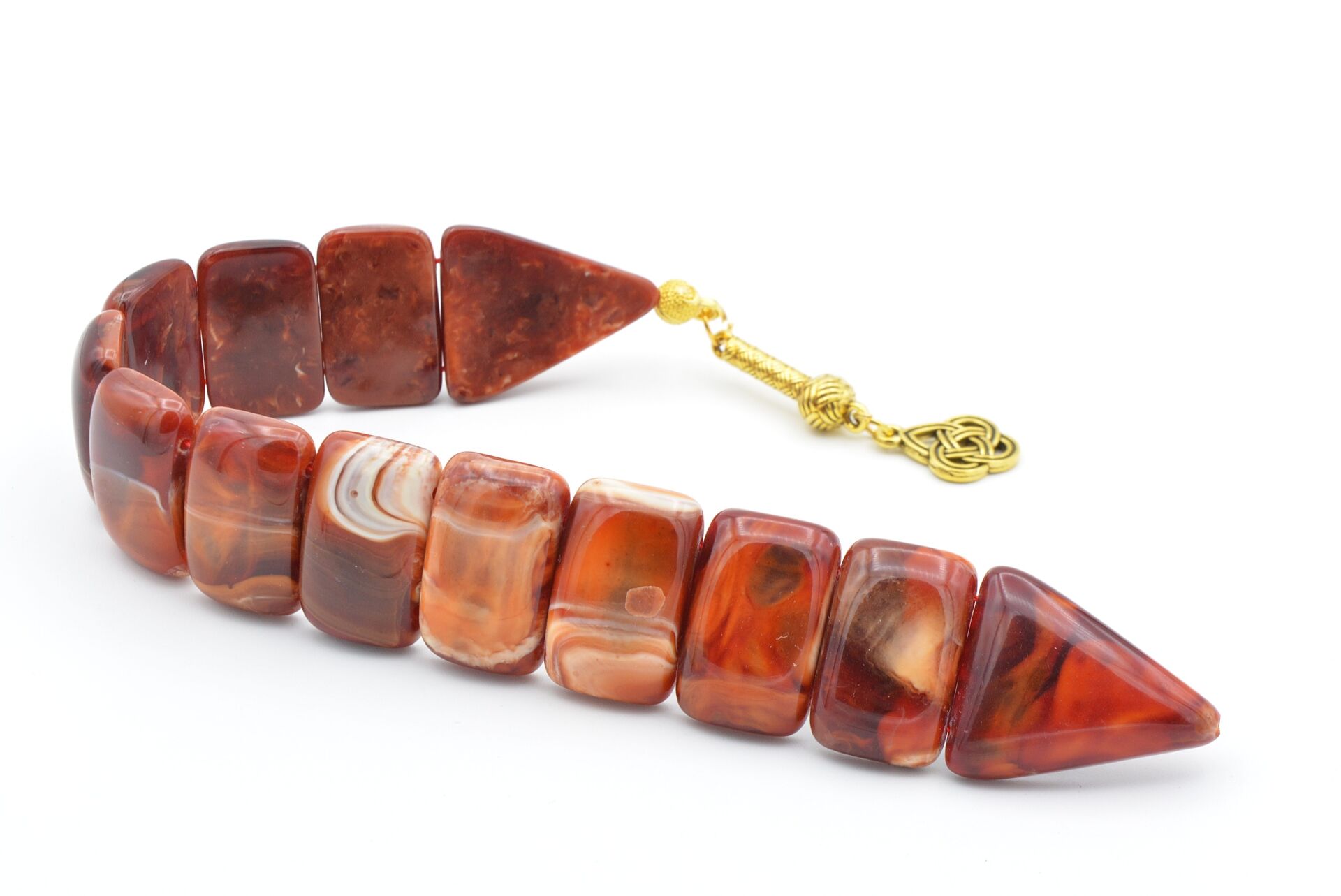 İri Taneli Hareli Bordo Toz Kehribar Balık Tesbih