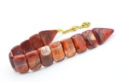 İri Taneli Hareli Bordo Toz Kehribar Balık Tesbih