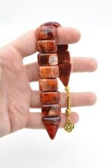 İri Taneli Hareli Bordo Toz Kehribar Balık Tesbih