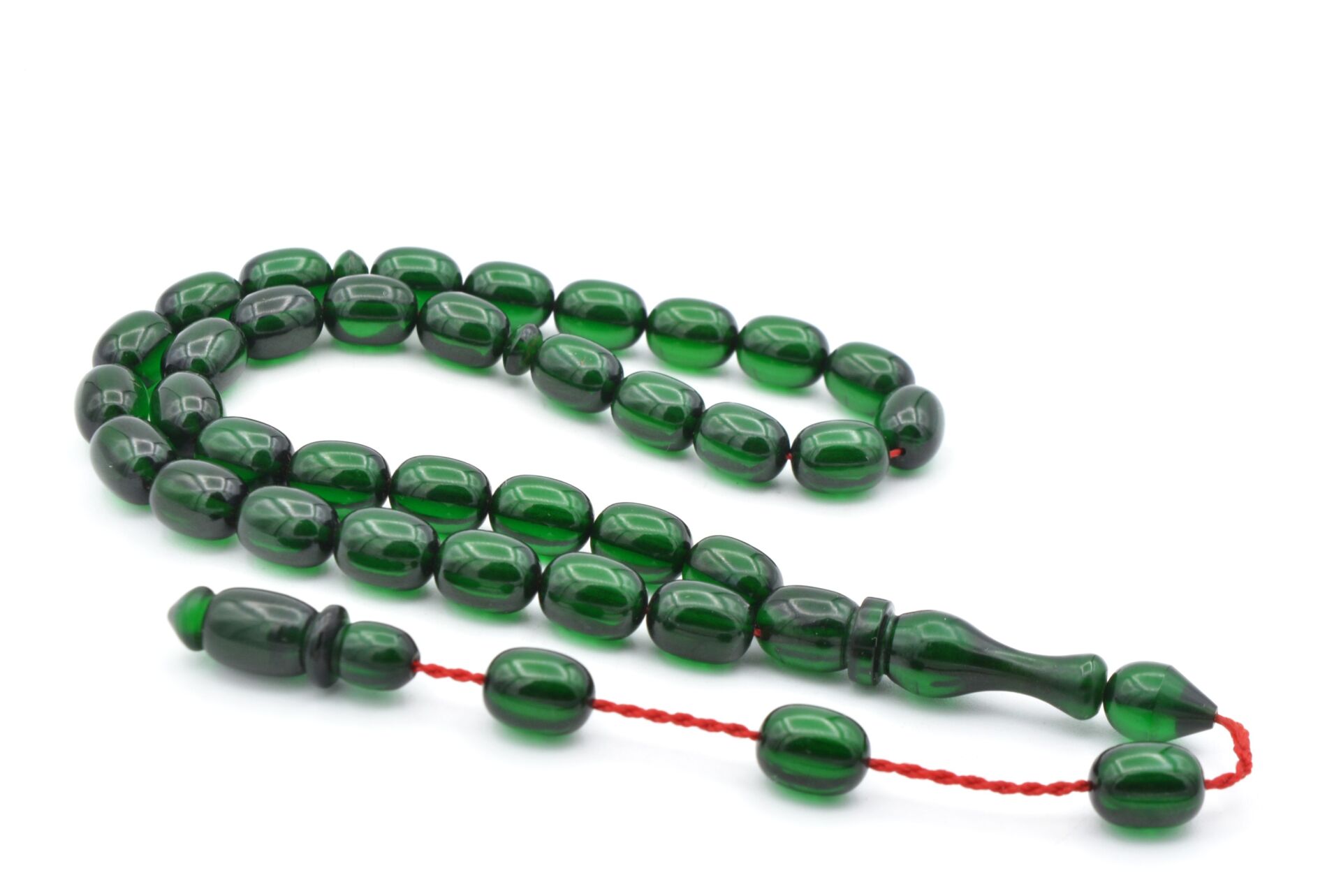 Usta İşi Kapsül Kesim Günlük Boy Yeşil Sıkma Kehribar Tesbih