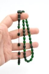 Usta İşi Kapsül Kesim Günlük Boy Yeşil Sıkma Kehribar Tesbih